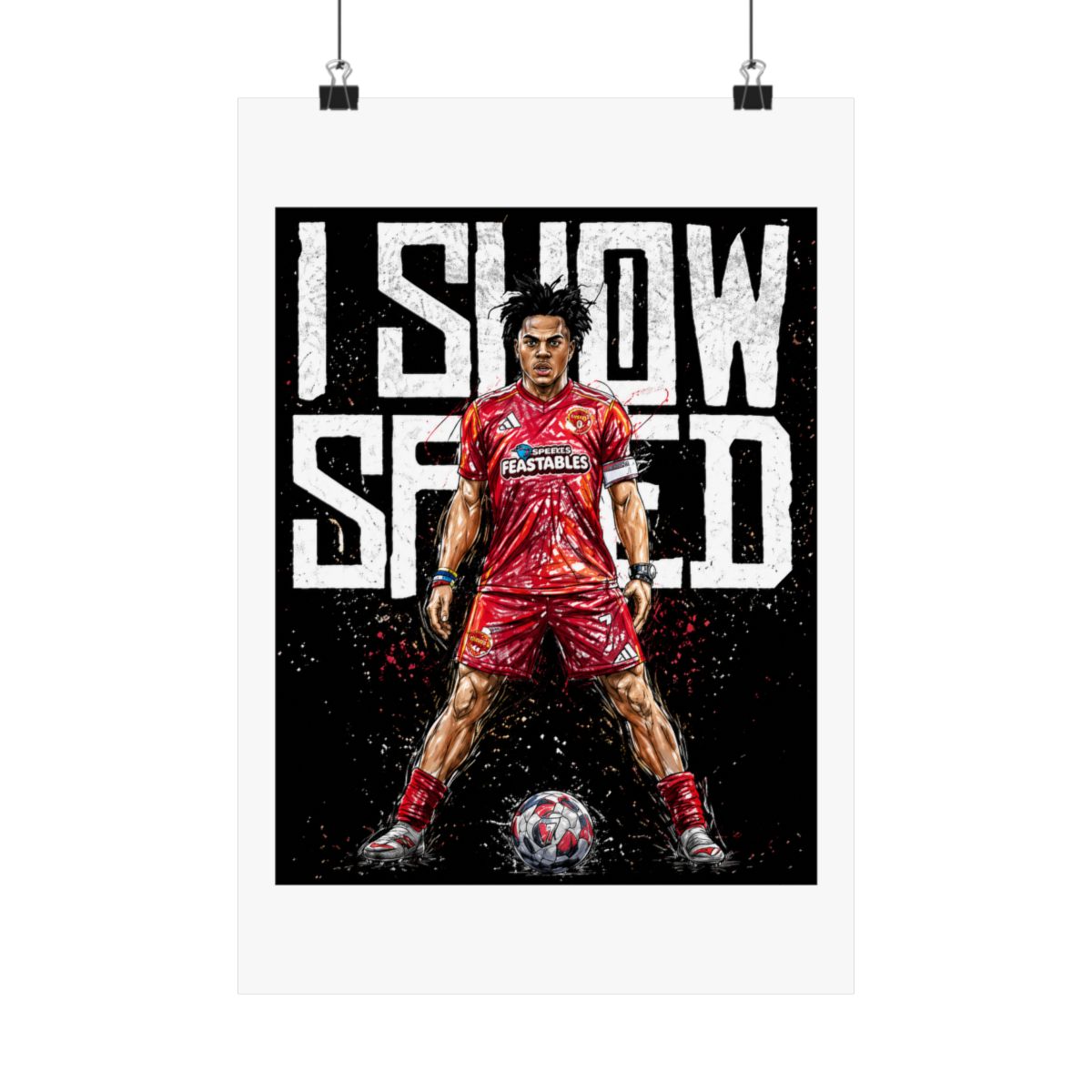 ishowspeed Inspired Football Illustration Poster