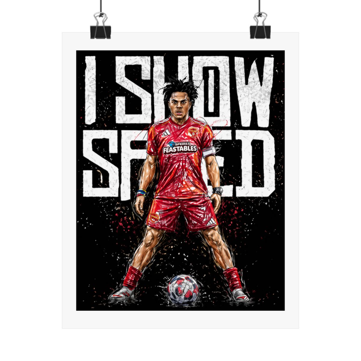ishowspeed Inspired Football Illustration Poster